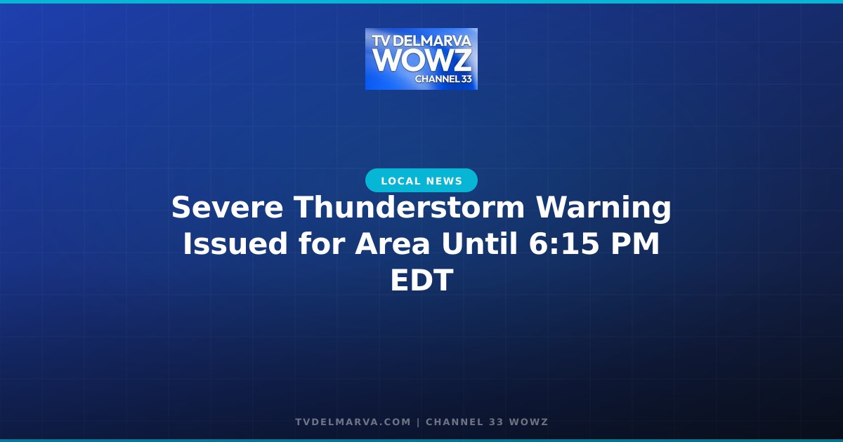 Severe Thunderstorm Warning Issued for Area Until 6:15 PM EDT
