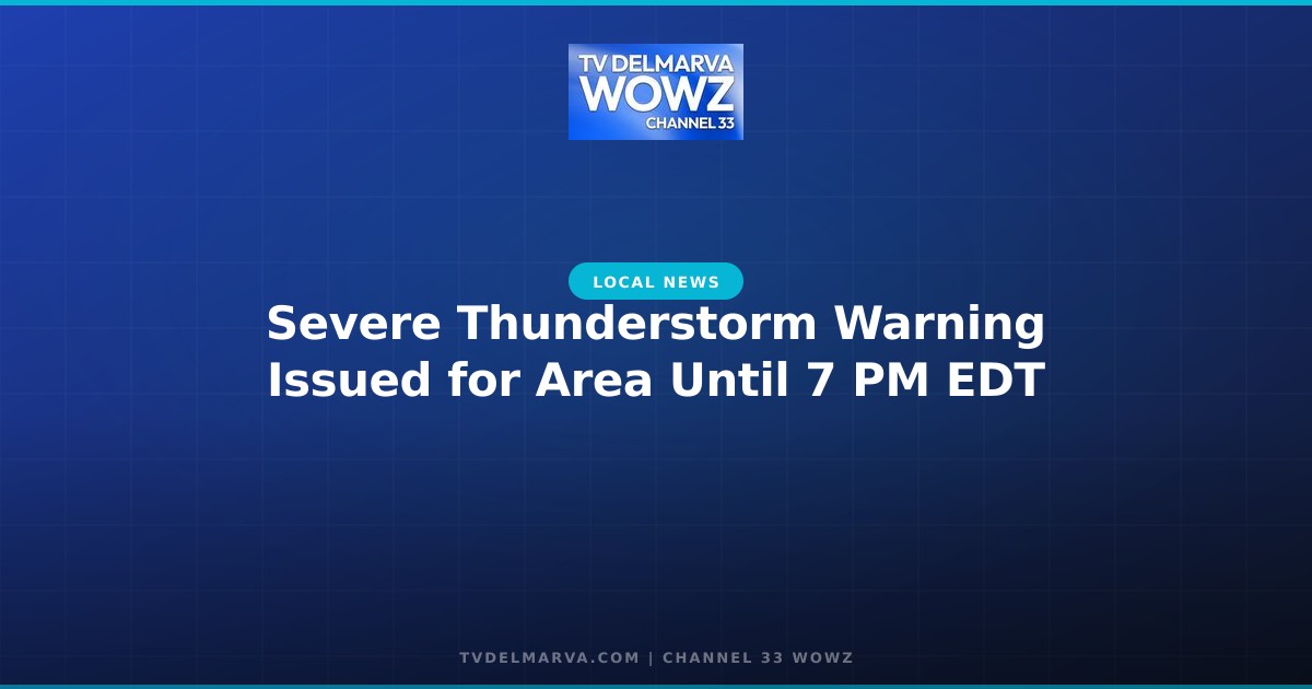 Severe Thunderstorm Warning Issued for Area Until 7 PM EDT