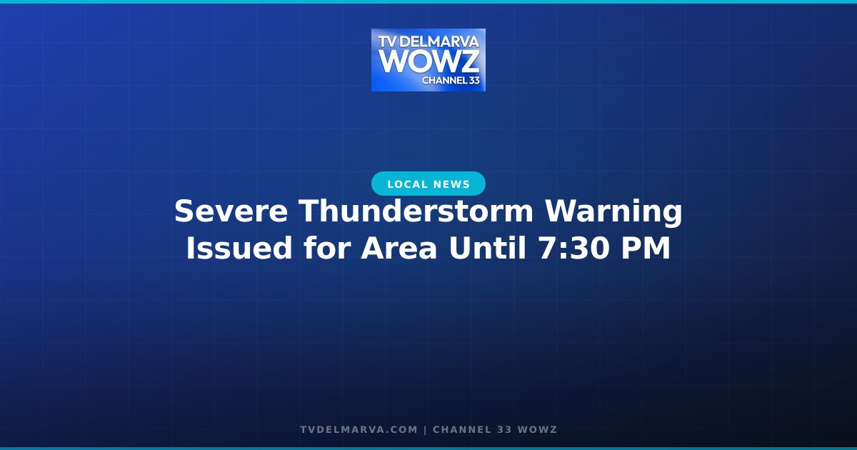 Severe Thunderstorm Warning Issued for Area Until 7:30 PM