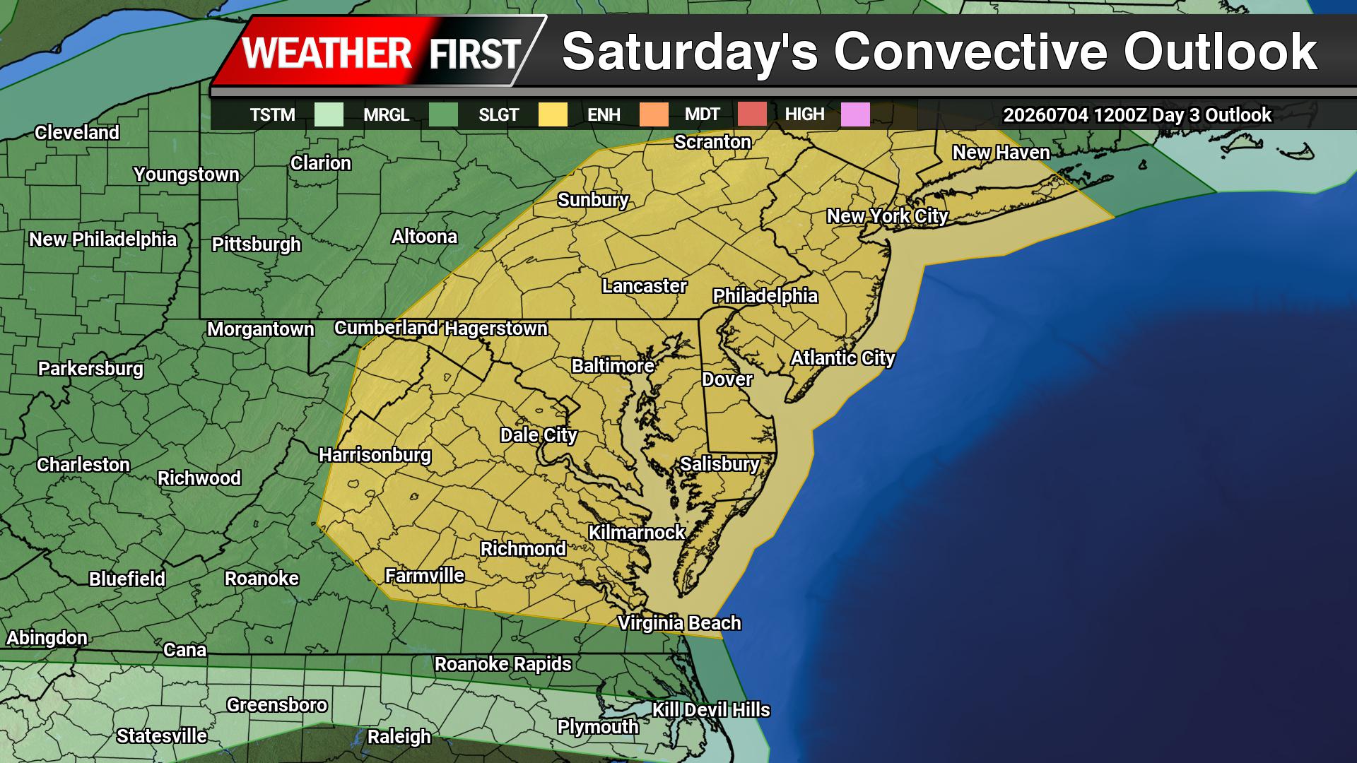 Severe Thunderstorm Risk Builds Into Holiday Weekend As Dangerous Heat Continues